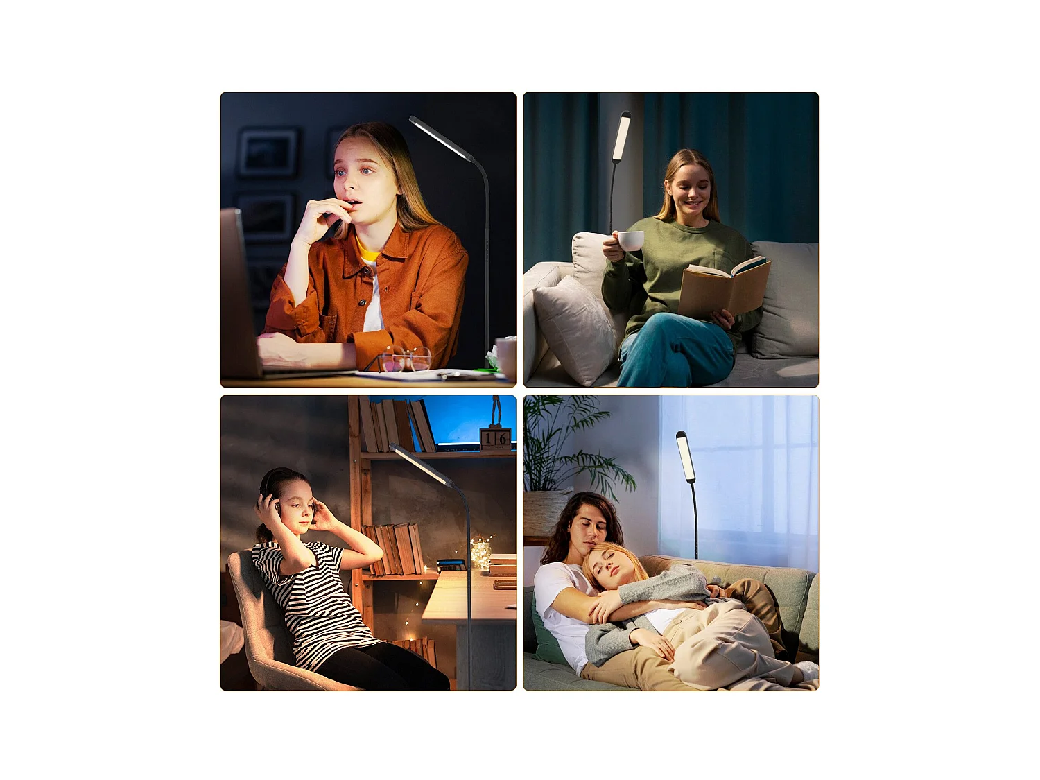 NETTLIFE LED vloerlamp woonkamer dimbaar zwarte vloerlamp 11W 360° flexibele bank