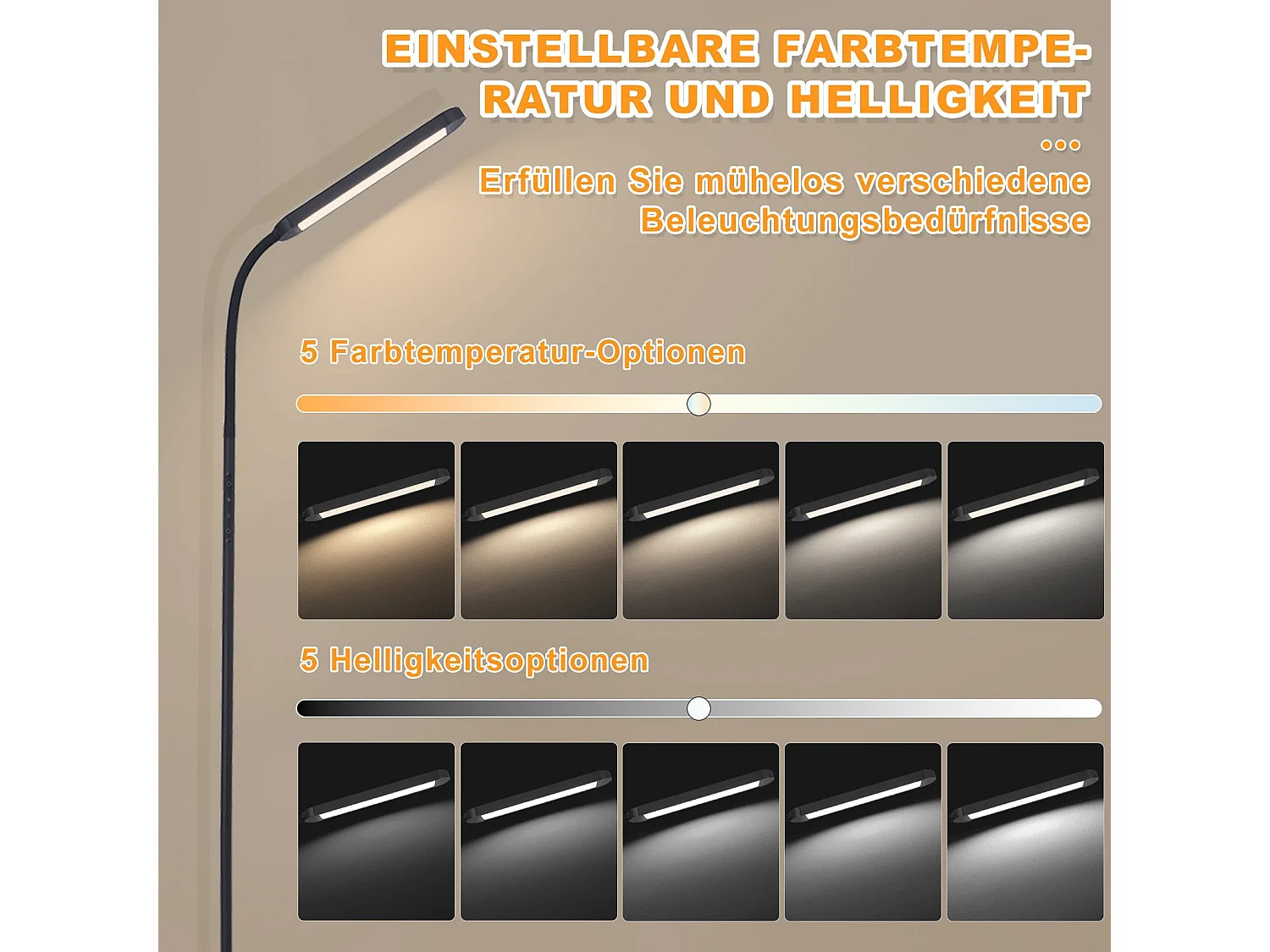 NETTLIFE LED vloerlamp woonkamer dimbaar zwarte vloerlamp 11W 360° flexibele bank