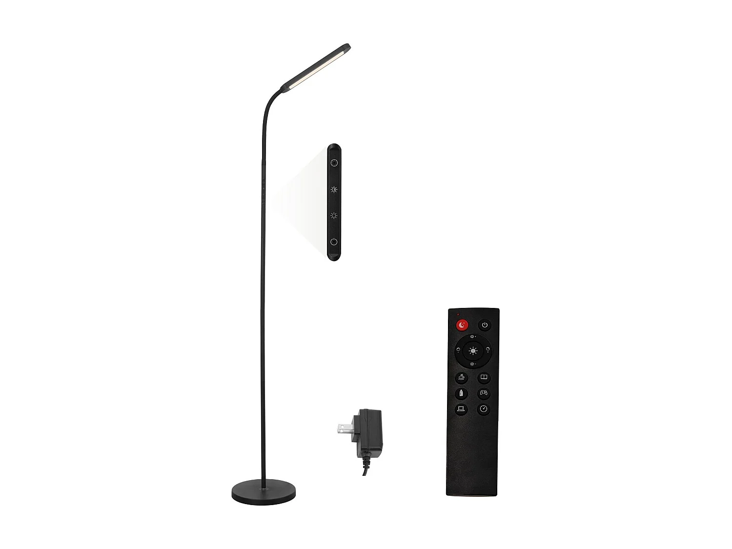 NETTLIFE LED vloerlamp woonkamer dimbaar zwarte vloerlamp 11W 360° flexibele bank