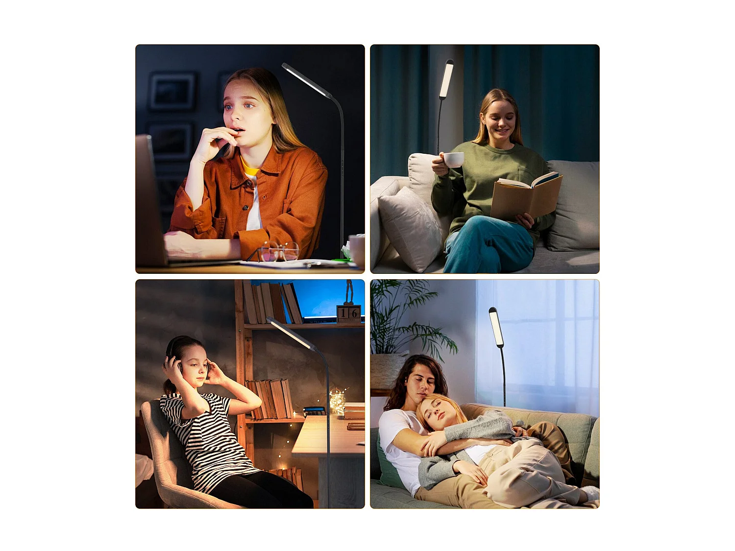 NETTLIFE Lampadaire LED Salon Dimmable Noir Lampadaire 11w 360° Flexible Canapé