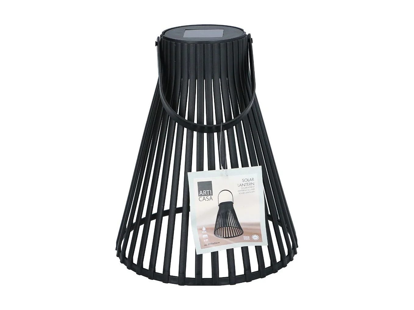 Lámpara solar 8 horas negro Ø20x33 cm
