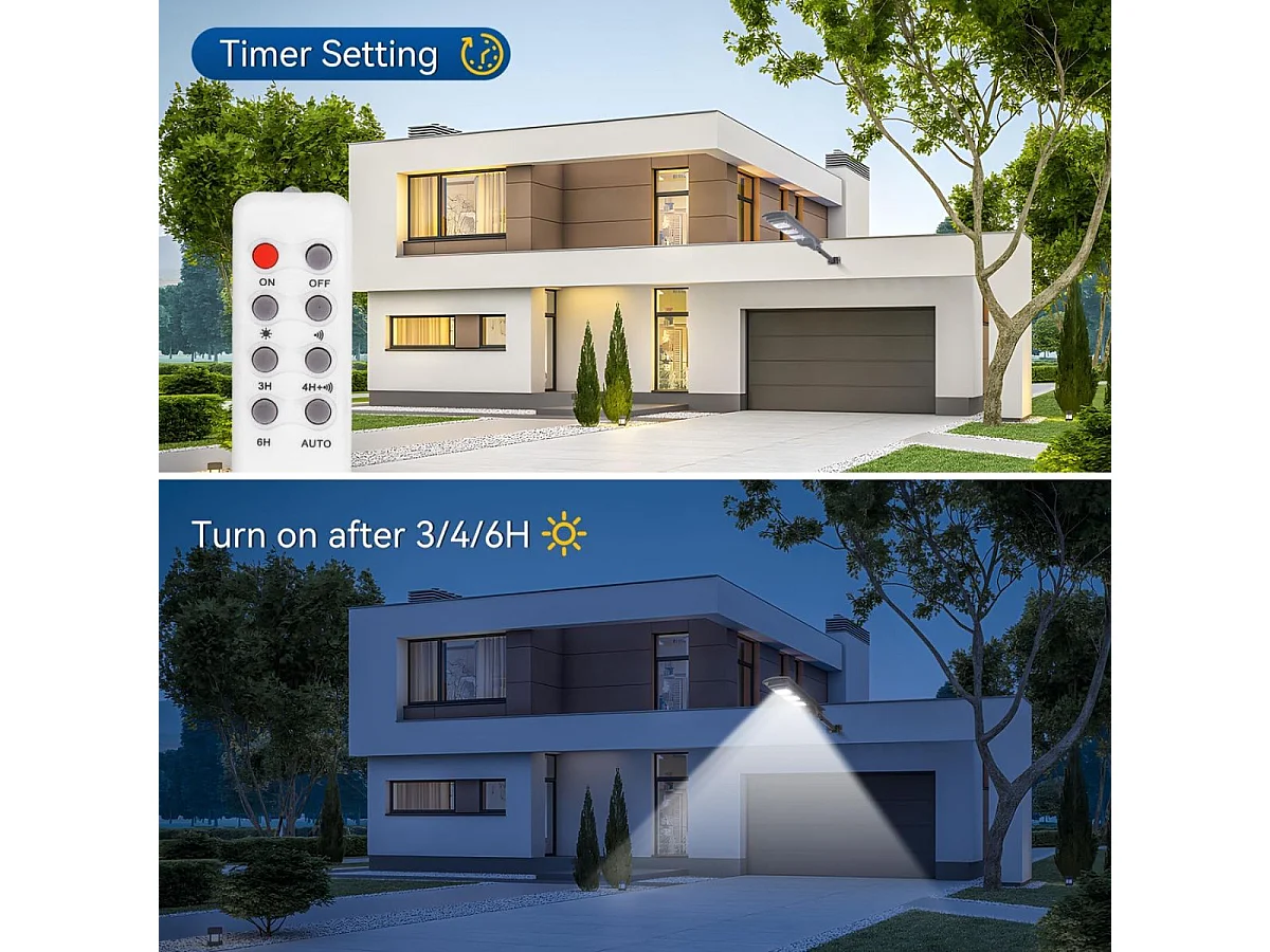 Farola solar Aigostar 150W foco solar LED con mando a distancia