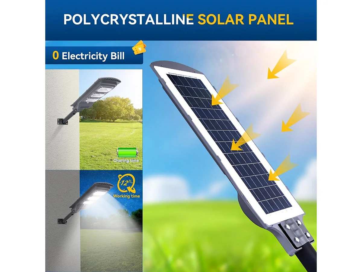 Farola solar Aigostar 150W foco solar LED con mando a distancia