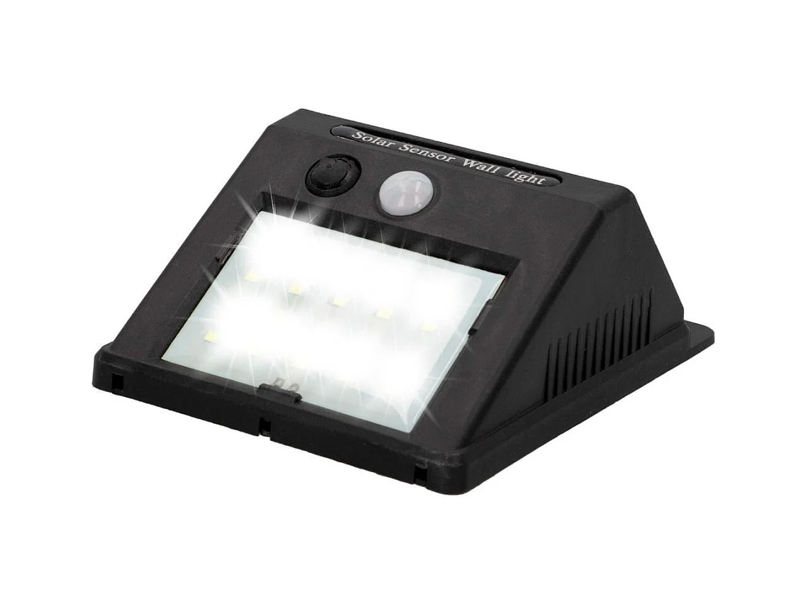 Aplique solar Aktive 8 LED sensor de movimiento negro 12,4x9,5x5 cm