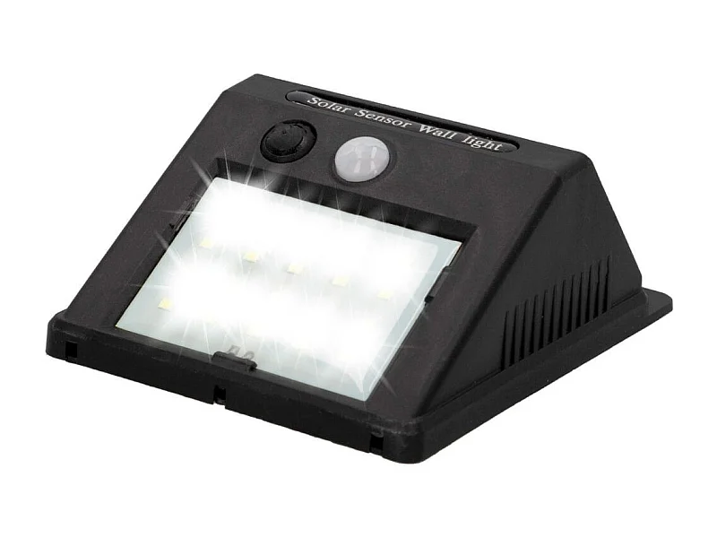 Aplique solar Aktive 8 LED sensor de movimiento negro 12,4x9,5x5 cm