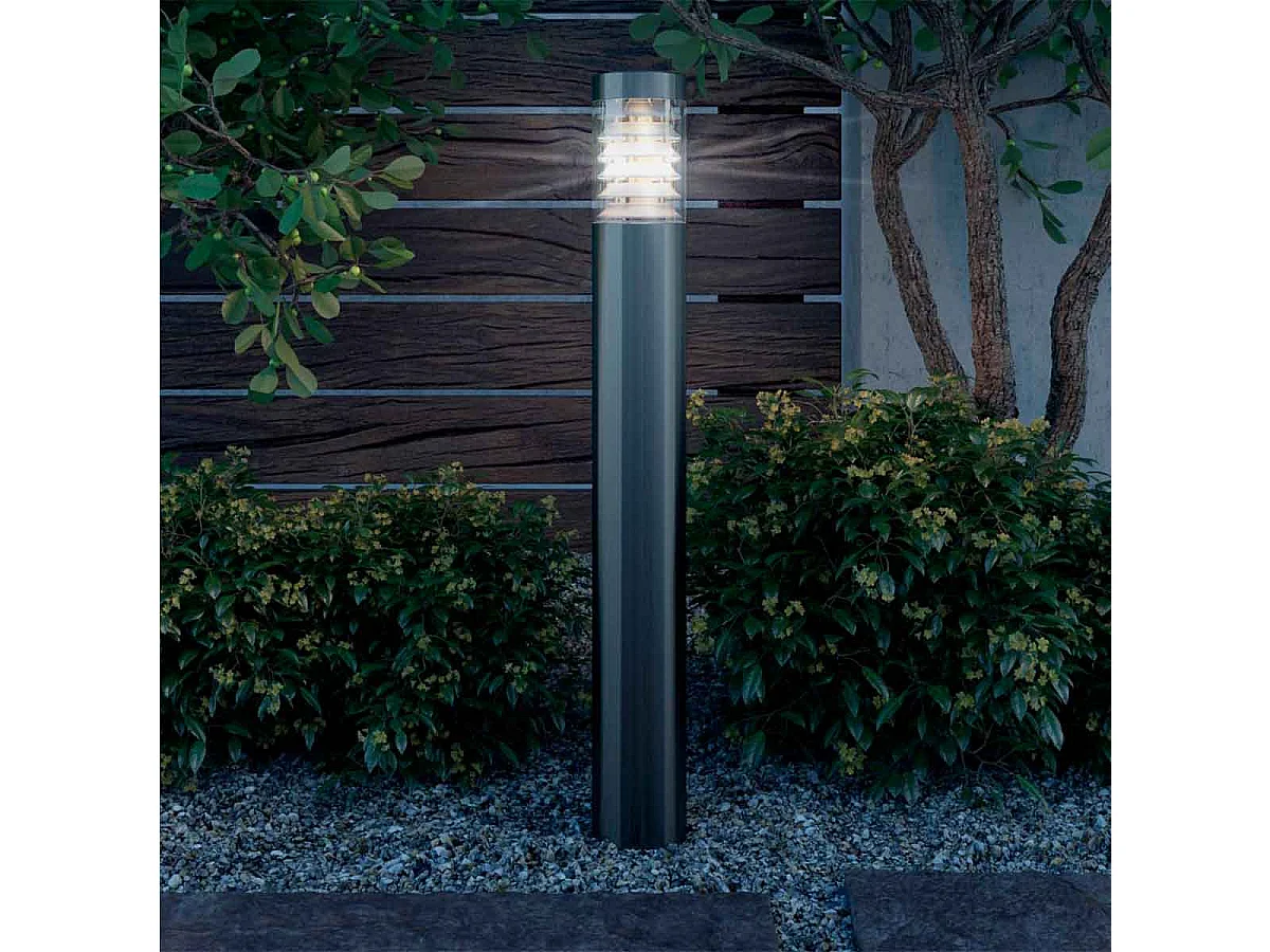 VidaXL Lámpara de poste de jardín acero 60W inox Ø10,1x80 cm