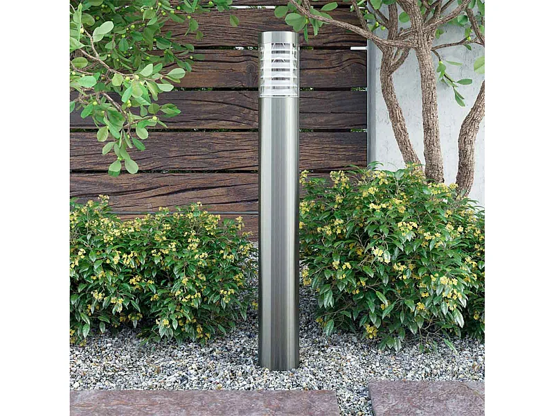 VidaXL Lámpara de poste de jardín acero 60W inox Ø10,1x80 cm
