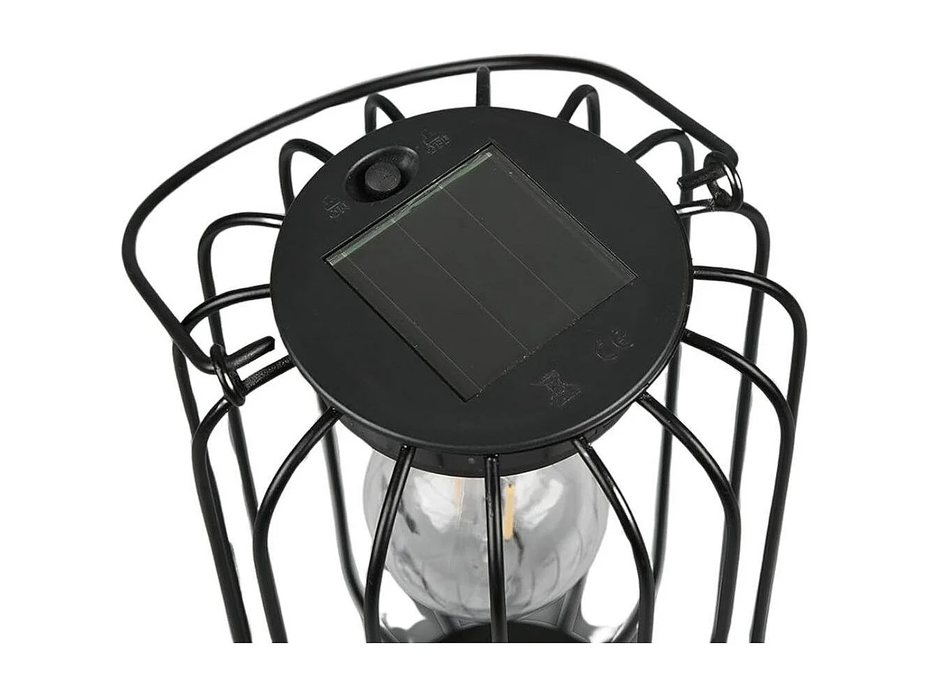 Farol solar 10 luces microled negro Ø17,4x28 cm