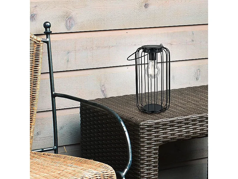 Farol solar 10 luces microled negro Ø17,4x28 cm