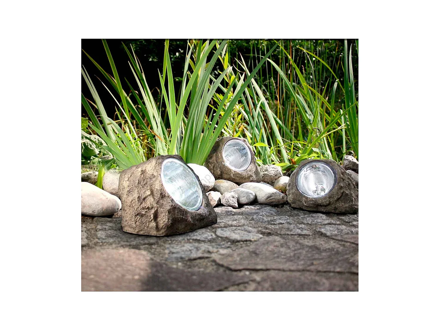 Faro solar LED piedra negro 11x12x8,2 cm