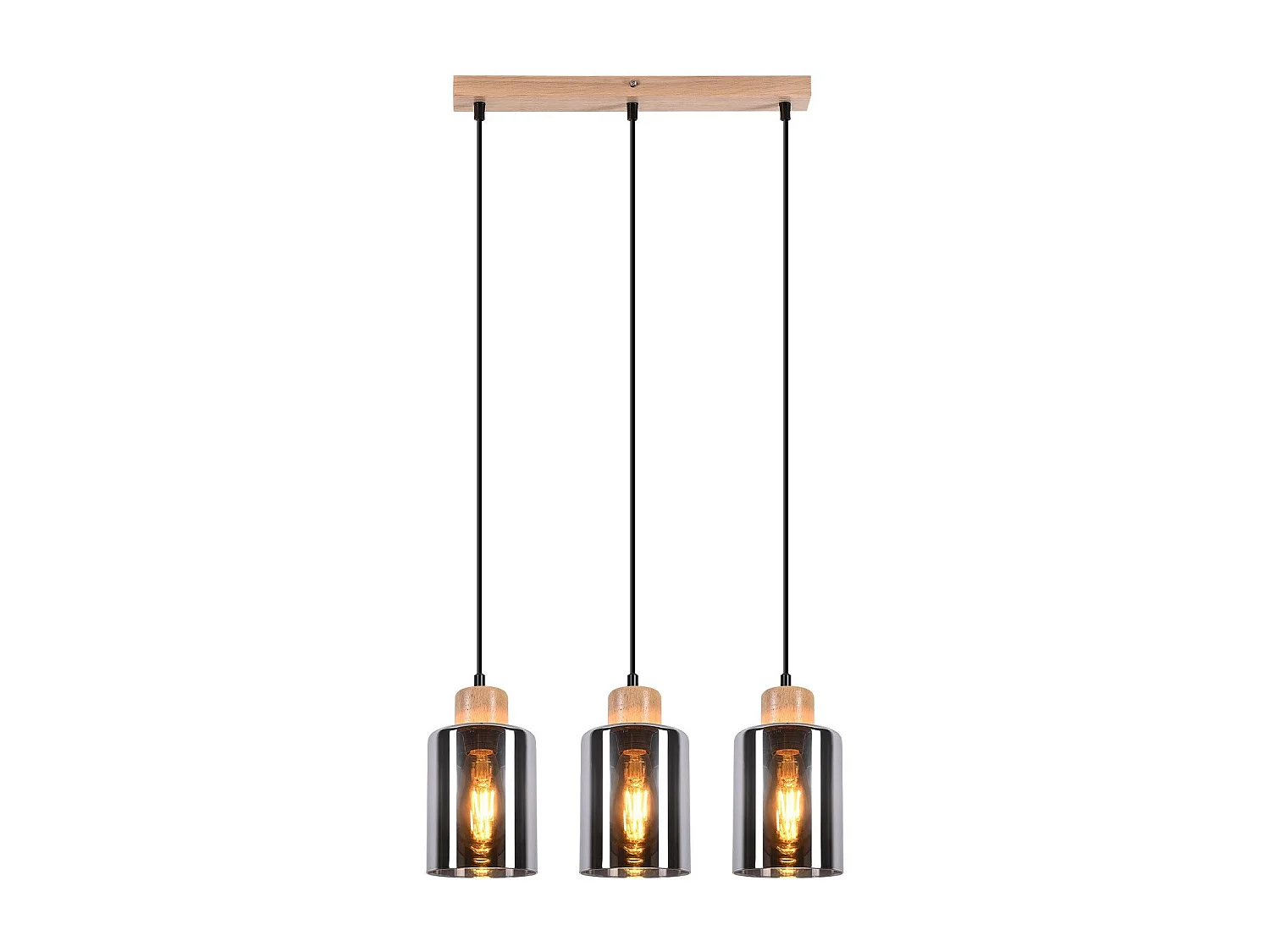 NETTLIFE Suspension en bois, lampe suspendue E27, lampe de table à manger vintage en verre
