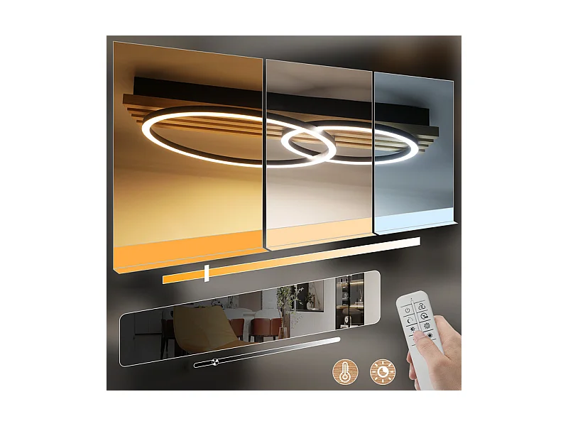 NETTLIFE Plafonnier led en intensité variable : 55 cm, plafonnier moderne à 2 anneaux, 36 w, design avec télécommande, pour chambre à coucher,