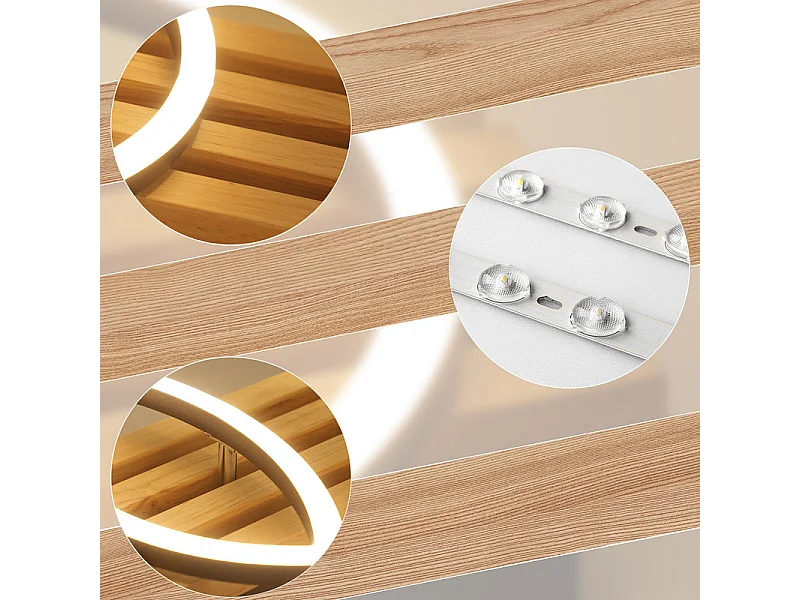 NETTLIFE Plafonnier led en intensité variable : 55 cm, plafonnier moderne à 2 anneaux, 36 w, design avec télécommande, pour chambre à coucher,