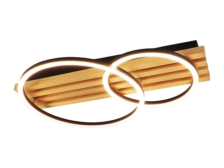 NETTLIFE Plafonnier led en intensité variable : 55 cm, plafonnier moderne à 2 anneaux, 36 w, design avec télécommande, pour chambre à coucher,