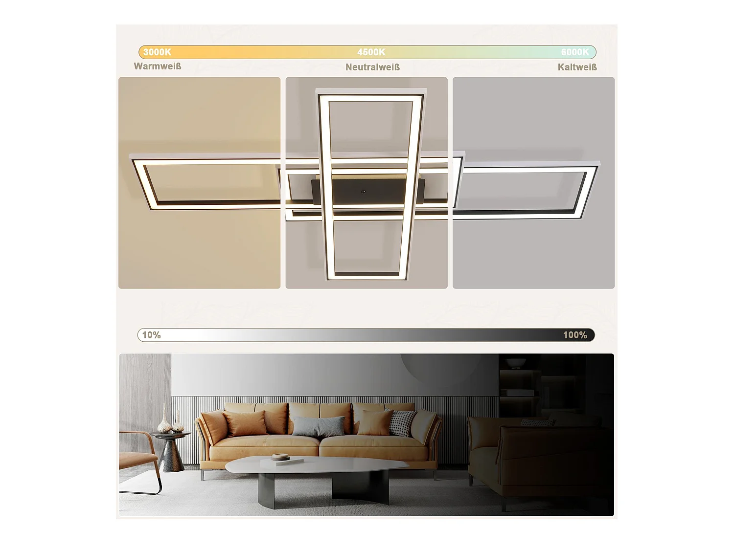 Plafonnier led nettlife pour chambre à coucher - 35 w - intensité variable - noir - avec télécommande - couleur rvb changeante - plafonnier carré