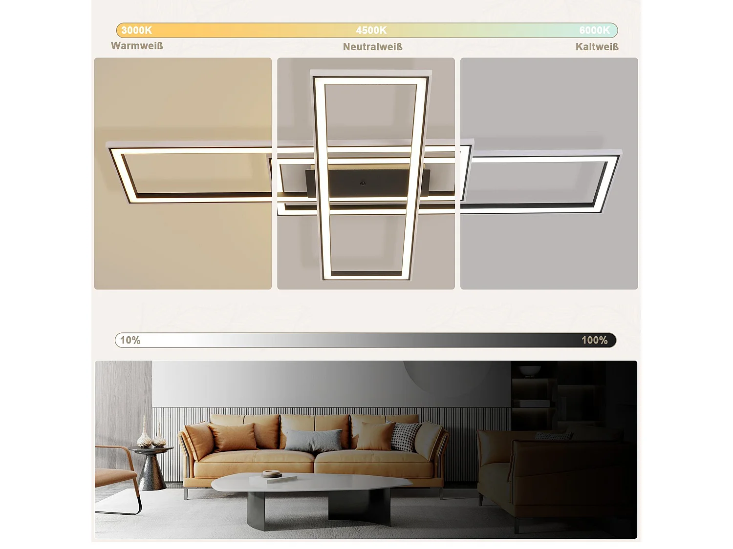 Nettlife LED plafondlamp voor slaapkamer - 35W - dimbaar - zwart - met afstandsbediening - RGB-kleurverandering - vierkante plafondlamp
