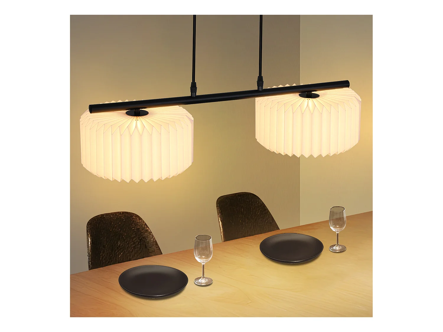 NETTLIFE Suspension table à manger lampe suspendue vintage - lampe suspendue salon salle à manger lampe 2 flammes blanc