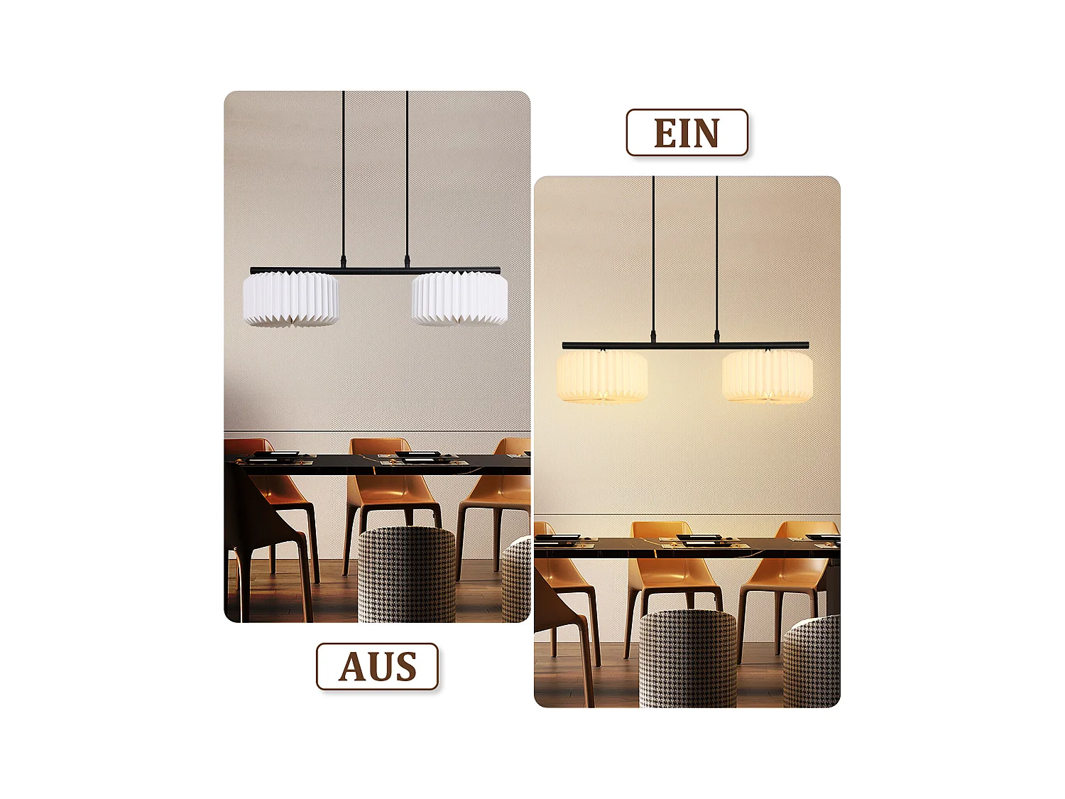 NETTLIFE Suspension table à manger lampe suspendue vintage - lampe suspendue salon salle à manger lampe 2 flammes blanc