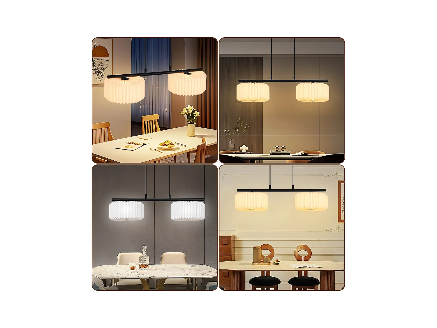 NETTLIFE Suspension table à manger lampe suspendue vintage - lampe suspendue salon salle à manger lampe 2 flammes blanc