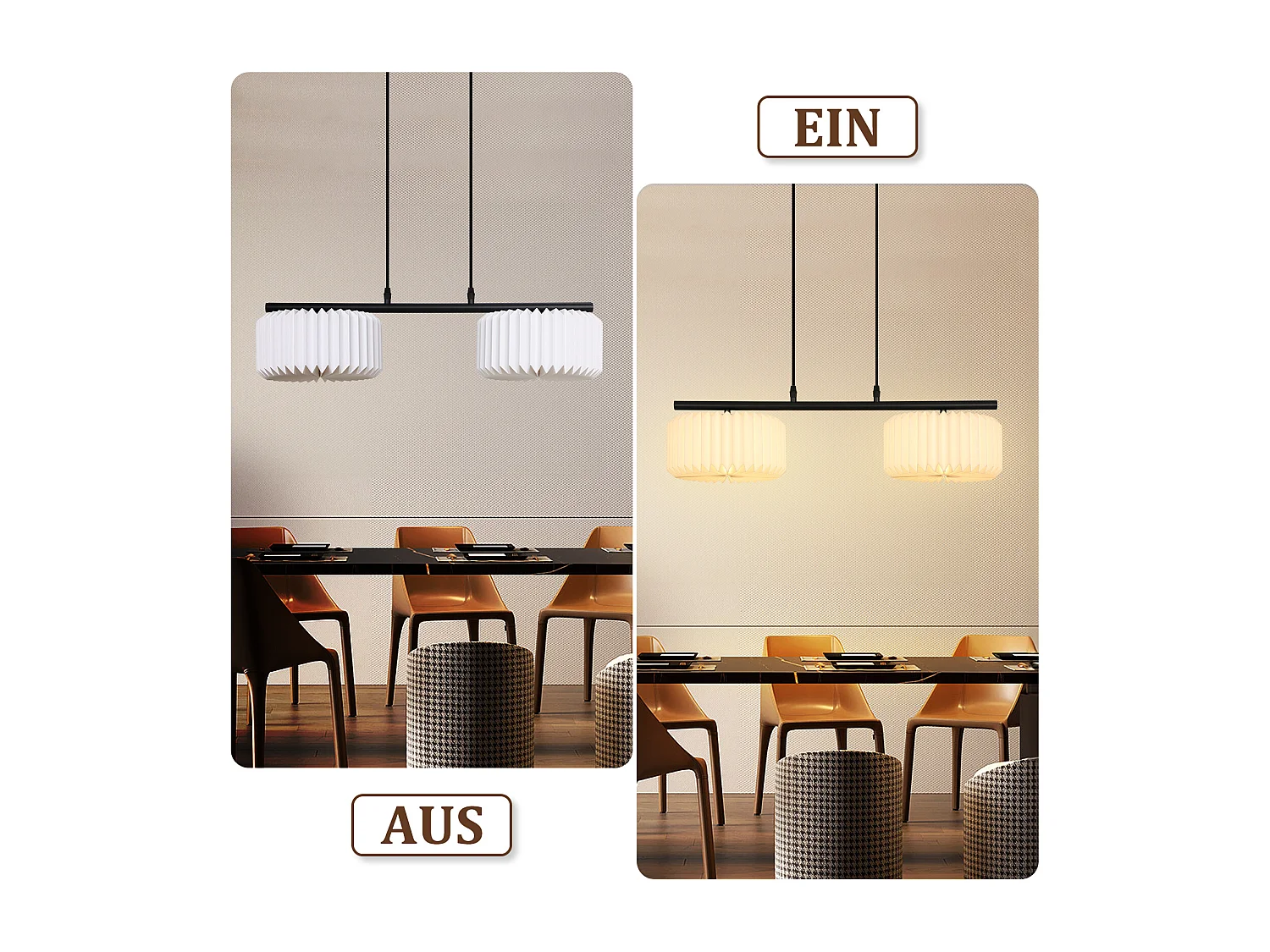 NETTLIFE Suspension table à manger lampe suspendue vintage - lampe suspendue salon salle à manger lampe 2 flammes blanc