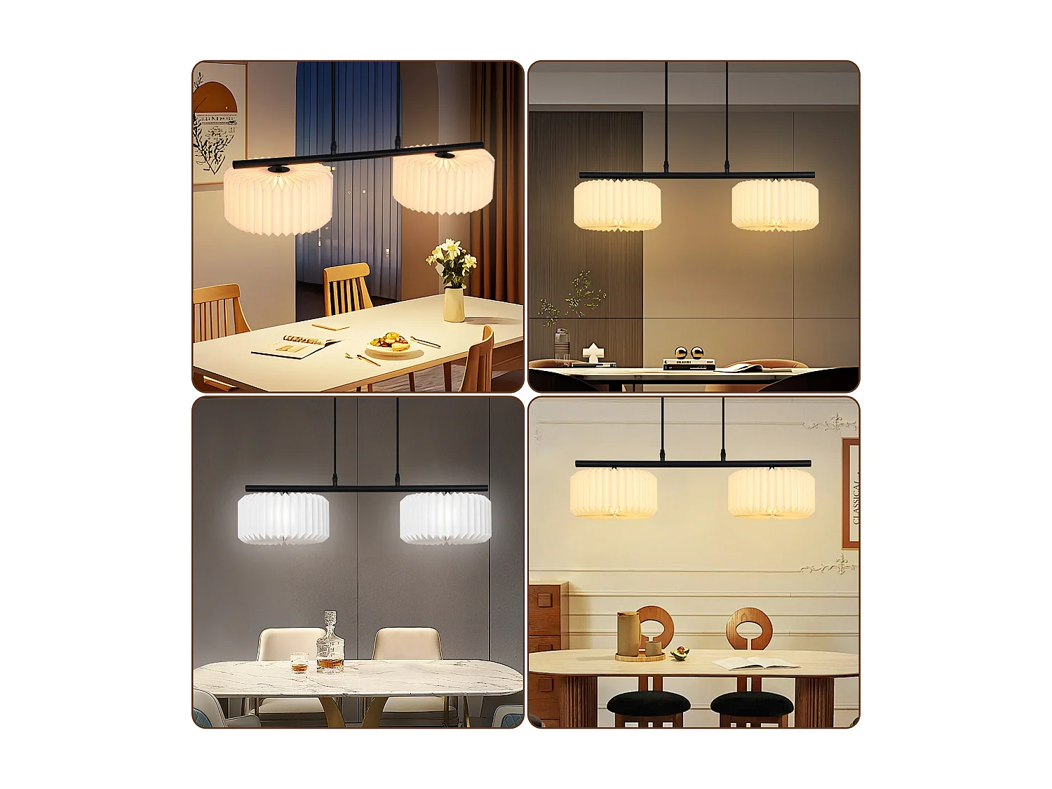 NETTLIFE Suspension table à manger lampe suspendue vintage - lampe suspendue salon salle à manger lampe 2 flammes blanc