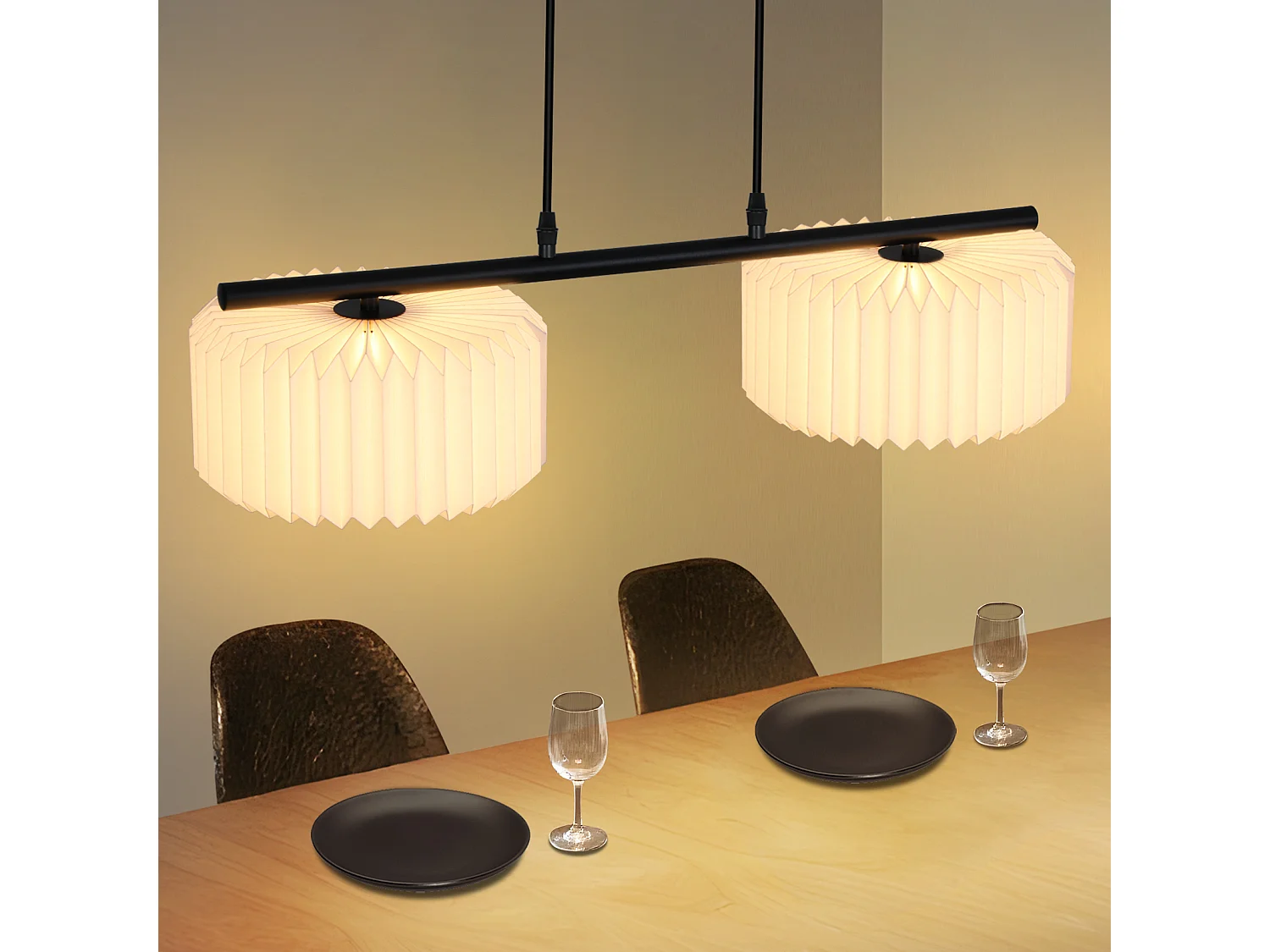 NETTLIFE Suspension table à manger lampe suspendue vintage - lampe suspendue salon salle à manger lampe 2 flammes blanc