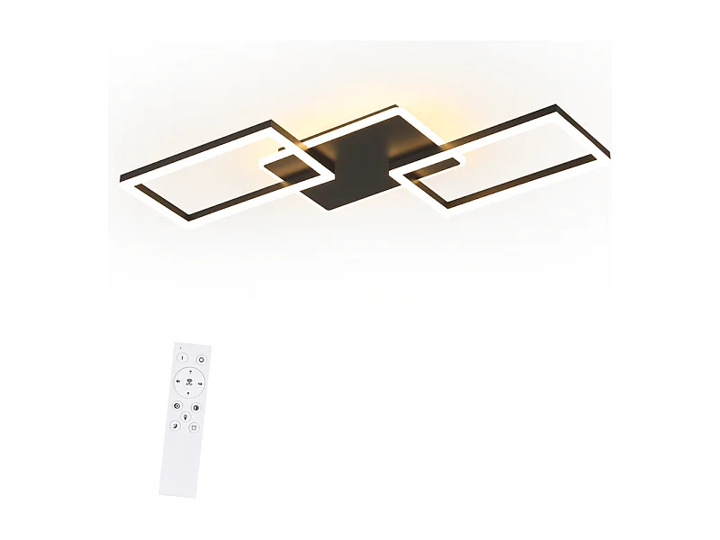 Nettlife plafonnier led pour salon - grand plafonnier noir à intensité variable avec télécommande 63 w lampe de chambre moderne métal 80 cm