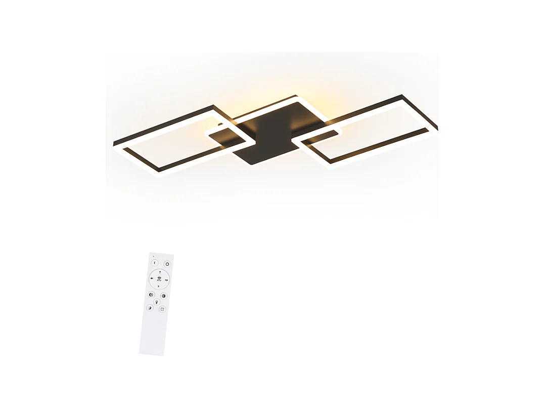 Nettlife plafonnier led pour salon - grand plafonnier noir à intensité variable avec télécommande 63 w lampe de chambre moderne métal 80 cm