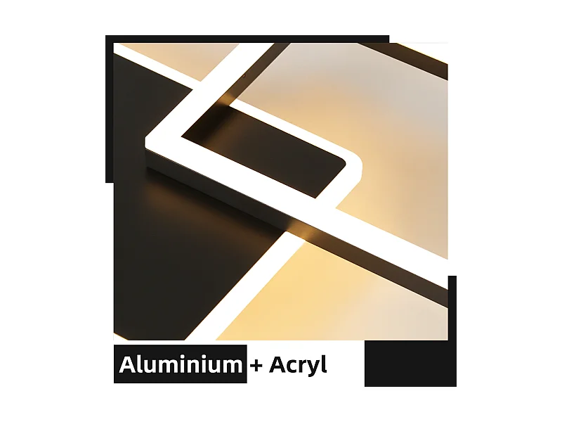 Nettlife plafonnier led pour salon - grand plafonnier noir à intensité variable avec télécommande 63 w lampe de chambre moderne métal 80 cm