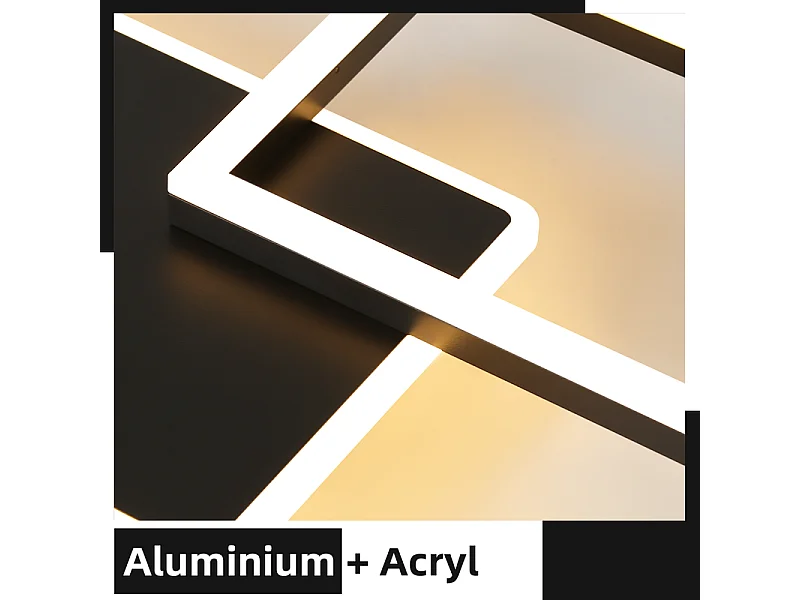 Nettlife LED-plafondlamp voor woonkamer - Grote zwarte dimbare plafondlamp met afstandsbediening 63W moderne metalen slaapkamerlamp 80cm