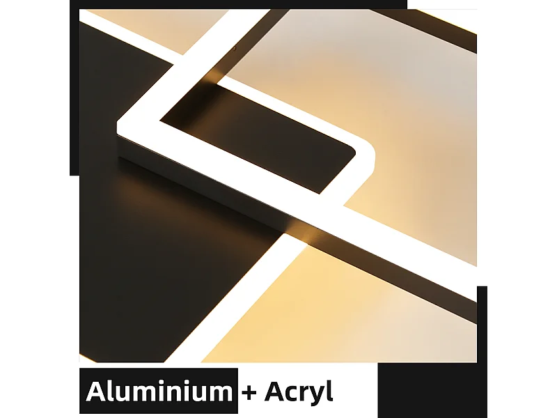 Nettlife plafonnier led pour salon - grand plafonnier noir à intensité variable avec télécommande 63 w lampe de chambre moderne métal 80 cm