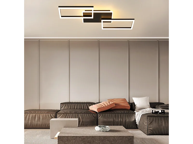 Plafoniera a LED Nettlife per soggiorno - grande plafoniera nera dimmerabile con telecomando, 63W, moderna lampada da camera da letto in metallo, 80cm