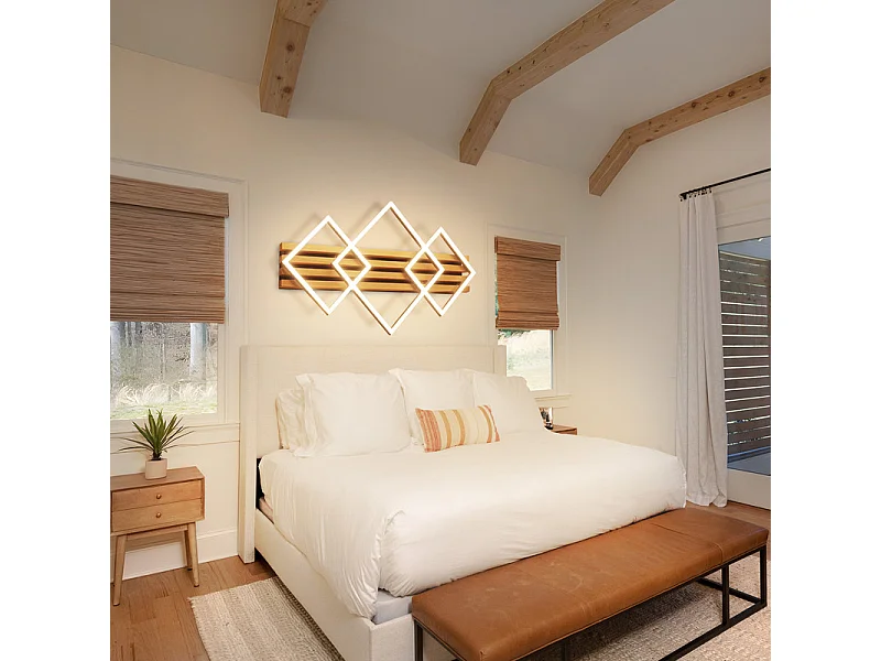 NETTLIFE LED houten plafondlamp: 70 cm, dimbaar, modern, 46 W, zwart vierkant. Geschikt voor woonkamer, slaapkamer, keuken, hal en kantoor.