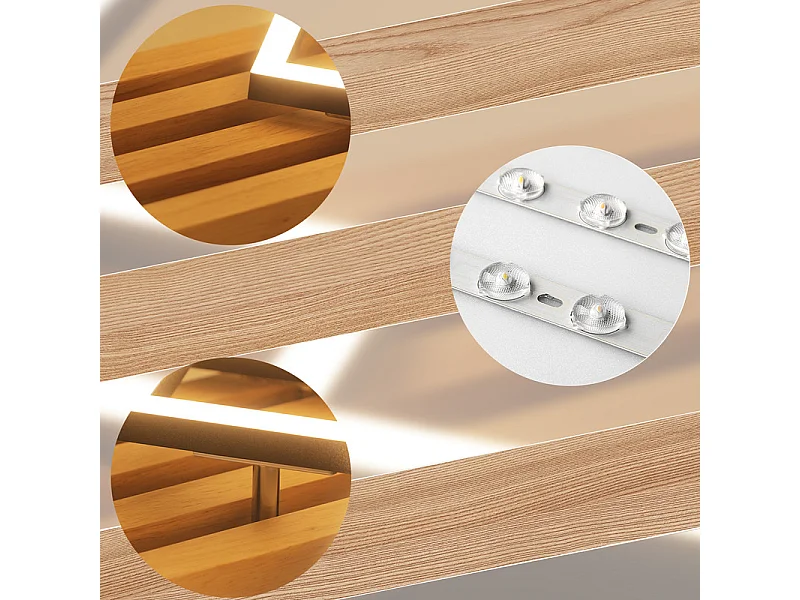 NETTLIFE LED houten plafondlamp: 70 cm, dimbaar, modern, 46 W, zwart vierkant. Geschikt voor woonkamer, slaapkamer, keuken, hal en kantoor.