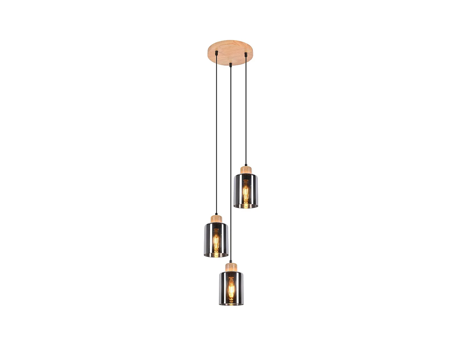 NETTLIFE Suspension en bois, lampe suspendue E27, lampe de table à manger vintage en verre