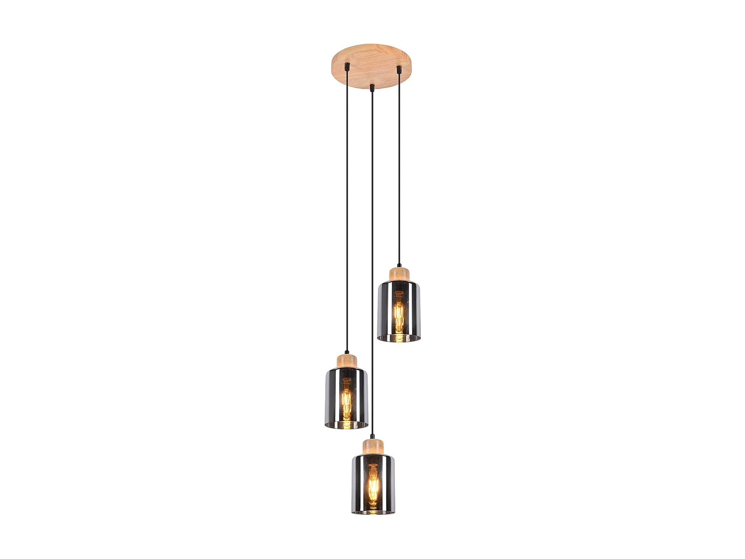 NETTLIFE Suspension en bois, lampe suspendue E27, lampe de table à manger vintage en verre