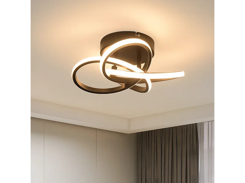 NETTLIFE LED-plafondlamp voor keuken - 28W zwarte keukenlamp, modern vierbladig ontwerp, slaapkamerlamp, 3000K, warm wit