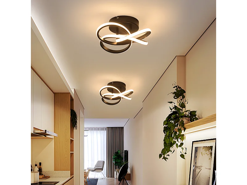 NETTLIFE LED-plafondlamp voor keuken - 28W zwarte keukenlamp, modern vierbladig ontwerp, slaapkamerlamp, 3000K, warm wit