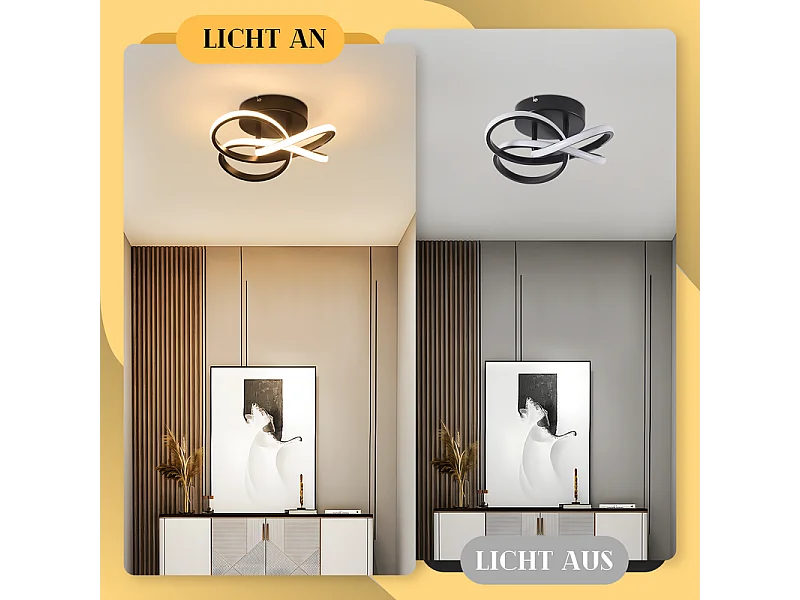 NETTLIFE LED-plafondlamp voor keuken - 28W zwarte keukenlamp, modern vierbladig ontwerp, slaapkamerlamp, 3000K, warm wit