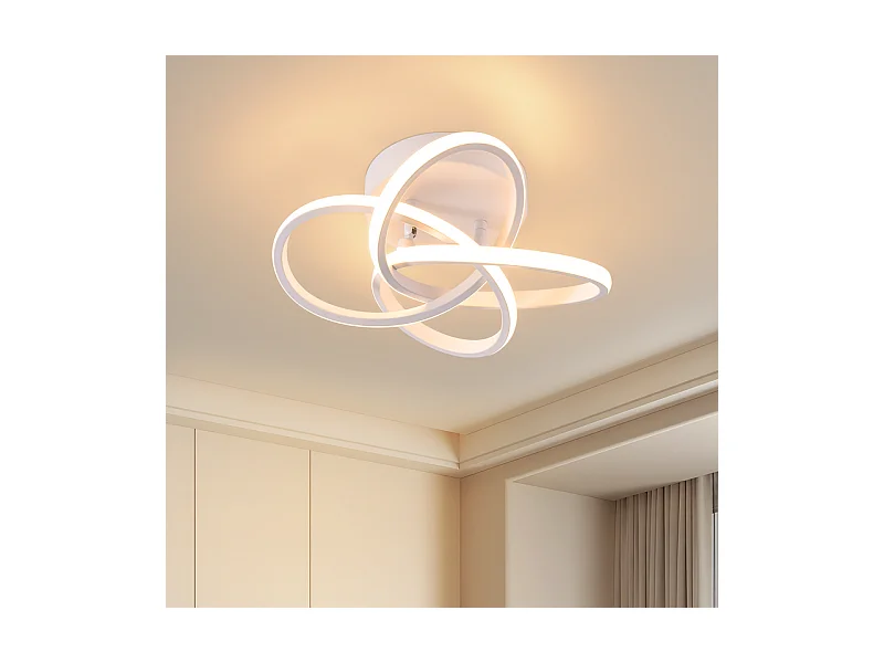NETTLIFE Plafonnier LED pour chambre à coucher - 28 W, 3 000 K, blanc chaud, lampe de couloir, blanc