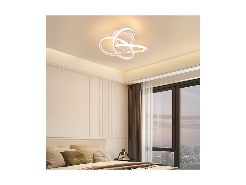 NETTLIFE Plafonnier LED pour chambre à coucher - 28 W, 3 000 K, blanc chaud, lampe de couloir, blanc