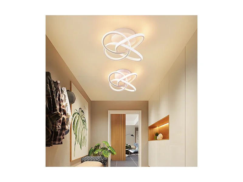 NETTLIFE Plafonnier LED pour chambre à coucher - 28 W, 3 000 K, blanc chaud, lampe de couloir, blanc