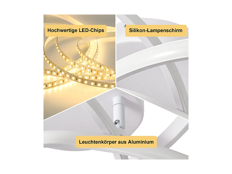 NETTLIFE Plafonnier LED pour chambre à coucher - 28 W, 3 000 K, blanc chaud, lampe de couloir, blanc