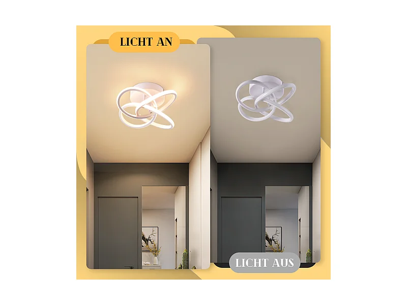 NETTLIFE Plafonnier LED pour chambre à coucher - 28 W, 3 000 K, blanc chaud, lampe de couloir, blanc