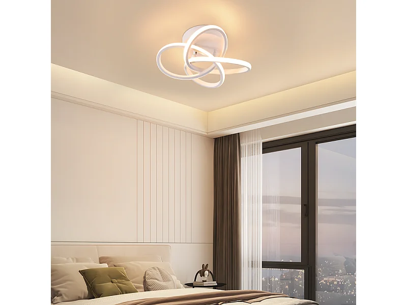 NETTLIFE Plafonnier LED pour chambre à coucher - 28 W, 3 000 K, blanc chaud, lampe de couloir, blanc