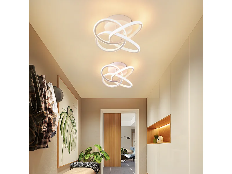 NETTLIFE Plafonnier LED pour chambre à coucher - 28 W, 3 000 K, blanc chaud, lampe de couloir, blanc