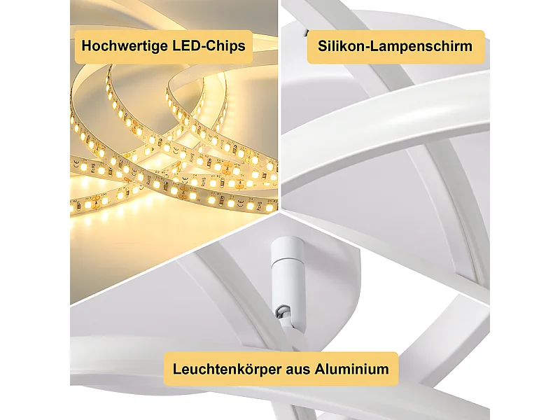 NETTLIFE Plafonnier LED pour chambre à coucher - 28 W, 3 000 K, blanc chaud, lampe de couloir, blanc