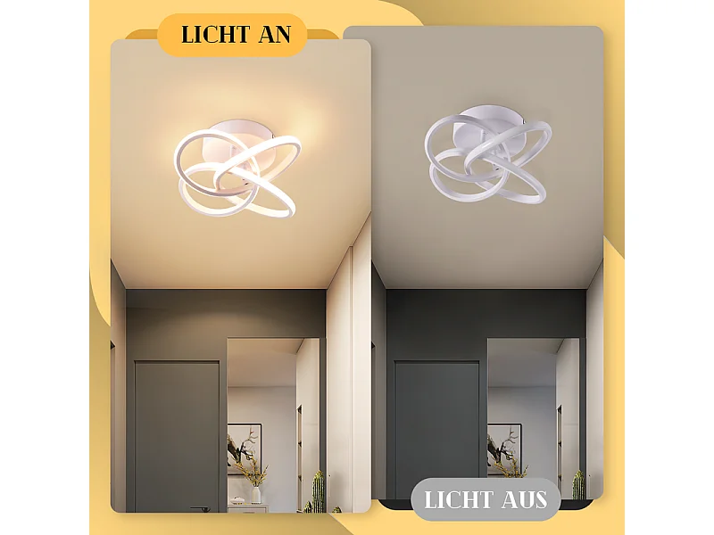 NETTLIFE Plafonnier LED pour chambre à coucher - 28 W, 3 000 K, blanc chaud, lampe de couloir, blanc