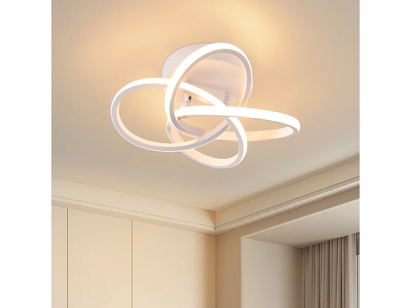 NETTLIFE Plafonnier LED pour chambre à coucher - 28 W, 3 000 K, blanc chaud, lampe de couloir, blanc