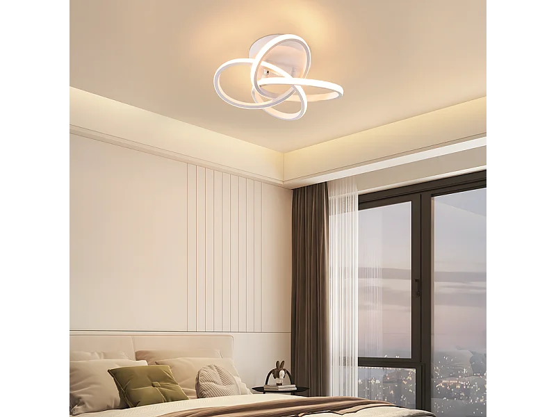 NETTLIFE Plafonnier LED pour chambre à coucher - 28 W, 3 000 K, blanc chaud, lampe de couloir, blanc